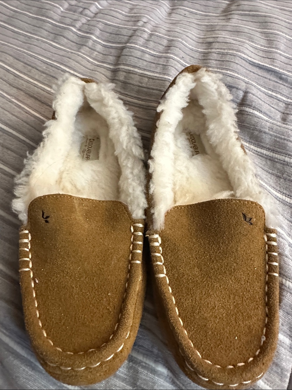 Koolaburra Tan Suede Shearling-Lined Moccasins